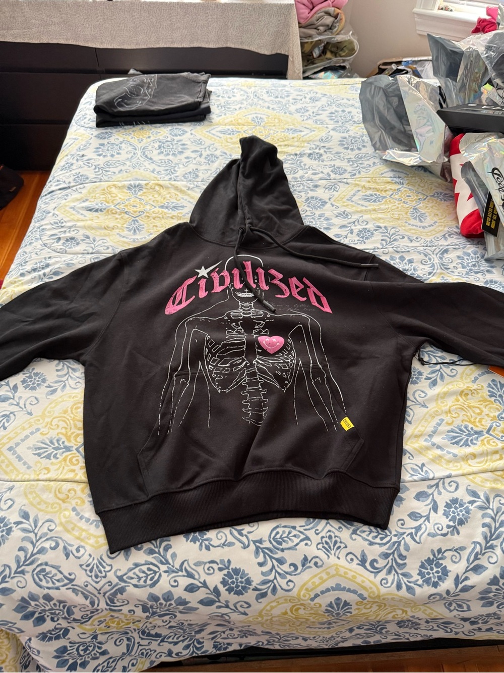 Civilized Black Men’s Hoodie with Yellow Tag
